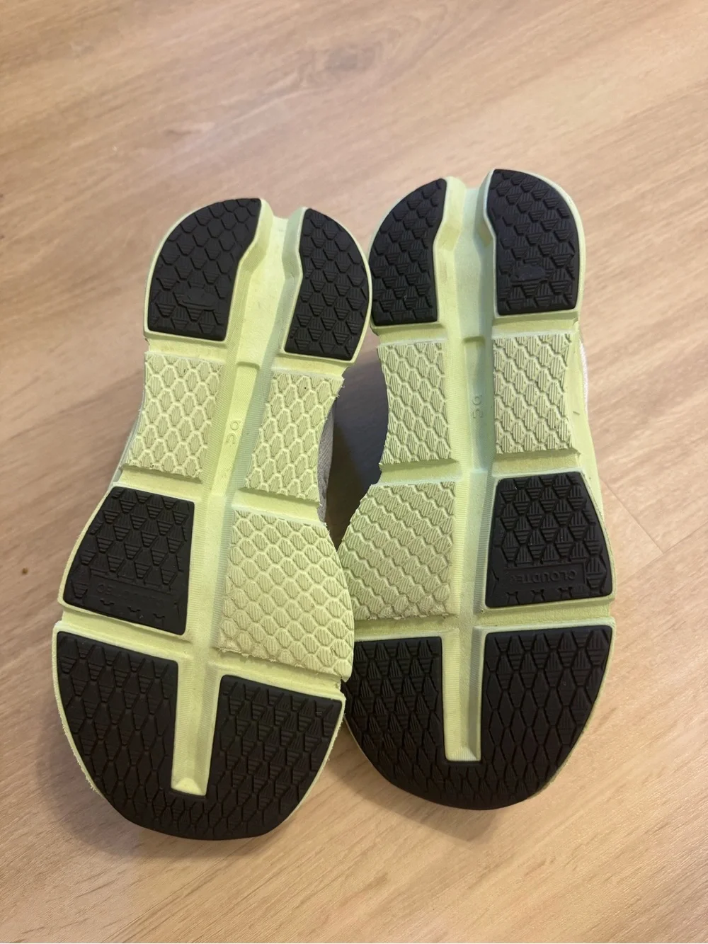 On Running Lace-Up Sneakers in Light Green and White